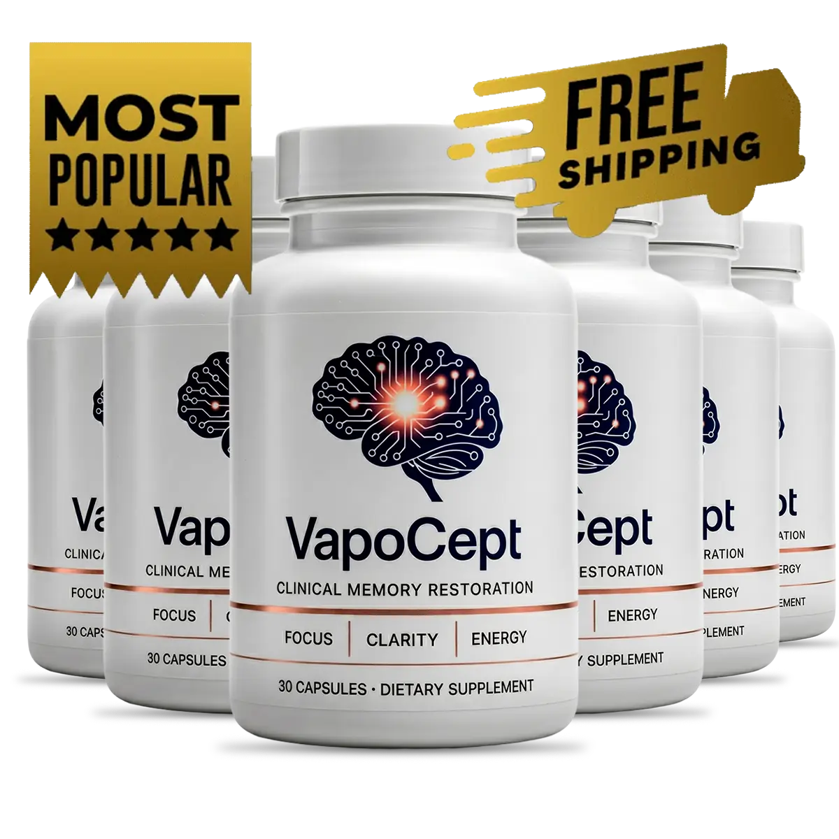 Six bottles of VapoCept 180 day supply, most popular package with free shipping